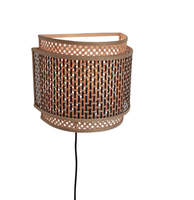 Wandlamp Bhutan - Bamboe/Zwart - 32x16x27cm by GOOD&MOJO