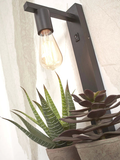 Wandlamp Flores - Bamboe Zwart - 30x18x52cm by GOOD&MOJO