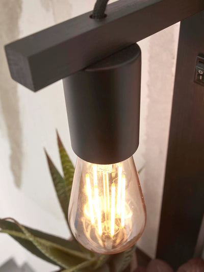 Wandlamp Flores - Bamboe Zwart - 30x18x52cm by GOOD&MOJO