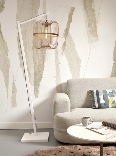 Vloerlamp Hokkaido - Bamboe Wit/Naturel - 63x36x176cm by GOOD&MOJO