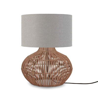 Tafellamp Kalahari - Lichtgrijs/Rotan - Ø32cm by GOOD&MOJO