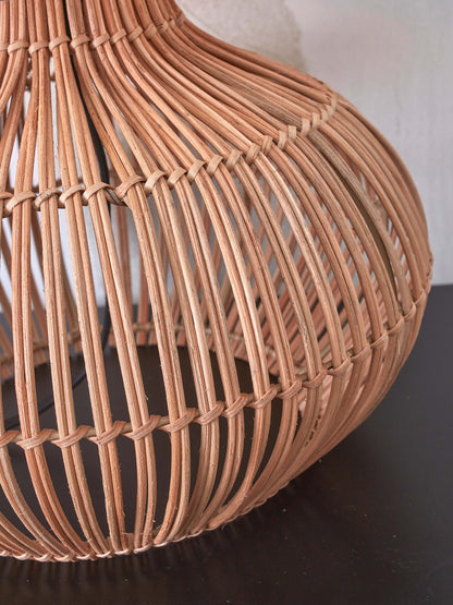 Tafellamp Kalahari - Lichtgrijs/Rotan - Ø32cm - depauwwonen