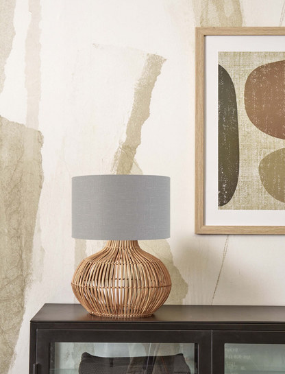 Tafellamp Kalahari - Lichtgrijs/Rotan - Ø32cm - depauwwonen