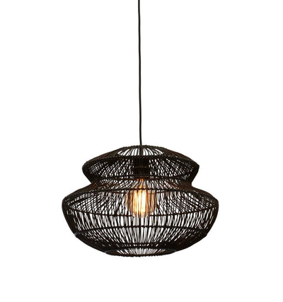 Hanglamp Zanzibar - Rotan Zwart - Ø40x30cm by GOOD&MOJO
