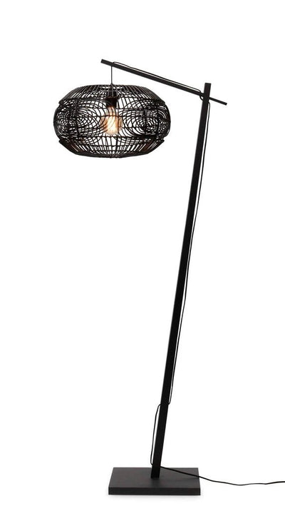 Vloerlamp Madeira - Bamboe/Rotan Zwart - 74x48x176cm by GOOD&MOJO