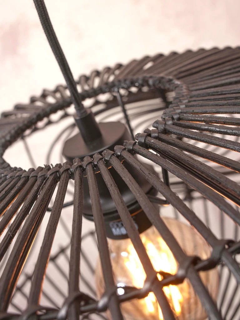 Vloerlamp Madeira - Bamboe/Rotan Zwart - 74x48x176cm by GOOD&MOJO