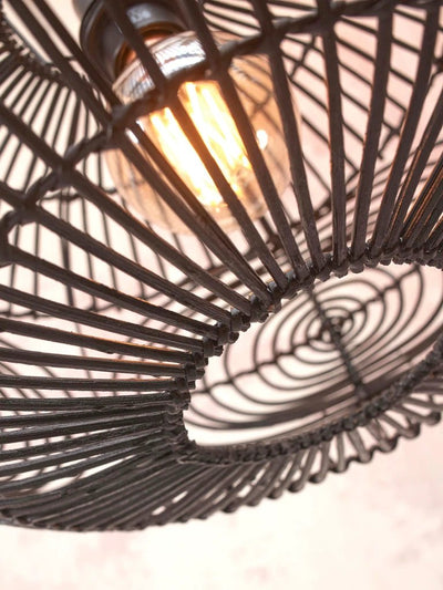 Vloerlamp Madeira - Bamboe/Rotan Zwart - 74x48x176cm by GOOD&MOJO