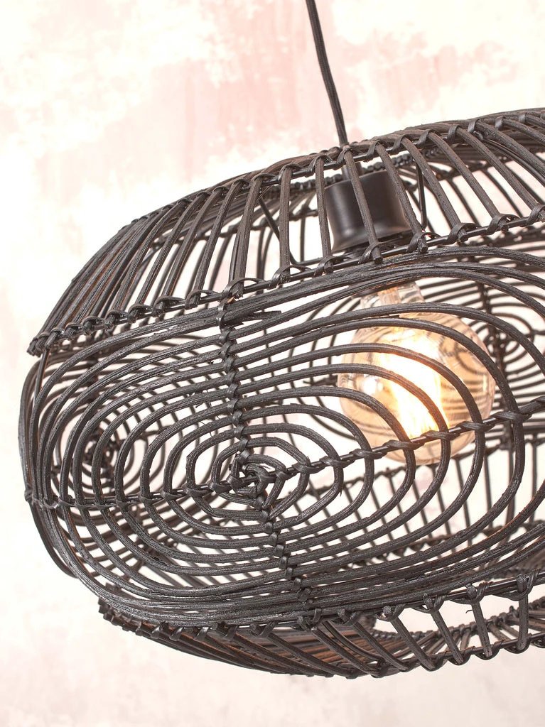 Vloerlamp Madeira - Bamboe/Rotan Zwart - 74x48x176cm by GOOD&MOJO