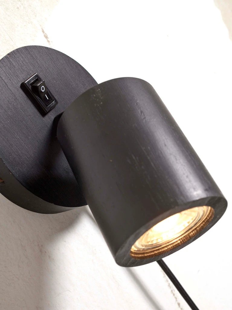 Wandlamp Java - Bamboe Zwart - Ø12cm by GOOD&MOJO