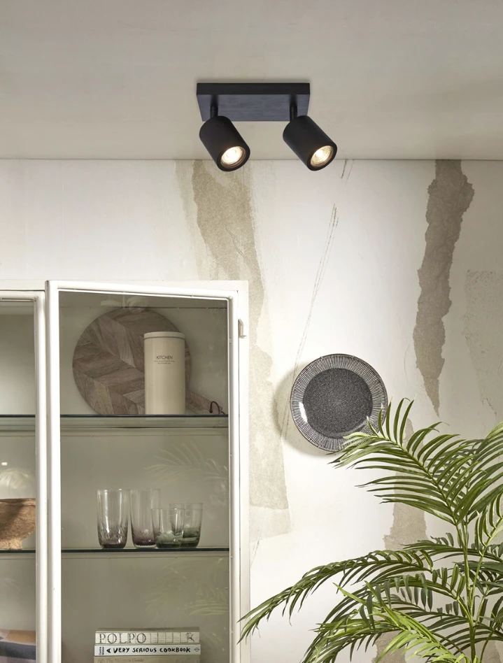 Plafonniere Java - Bamboe Zwart - 22x12x13cm by GOOD&MOJO