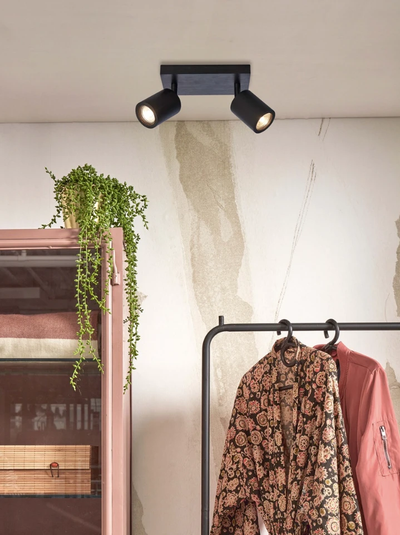 Plafonniere Java - Bamboe Zwart - 22x12x13cm by GOOD&MOJO