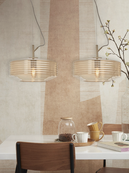 Hanglamp glas Verona geribbeld, amber - depauwwonen