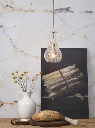 Hanglamp glas Brussel transparant/goud druppel by it's about RoMi