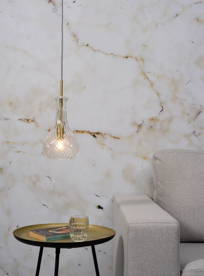 Hanglamp glas Brussel transparant/goud druppel by it's about RoMi