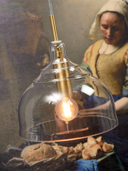 Hanglamp glas Brussel transparant/goud rond - depauwwonen