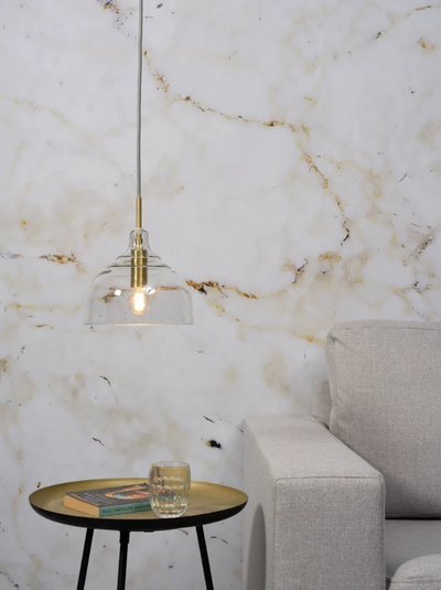 Hanglamp glas Brussel transparant/goud rond by it's about RoMi