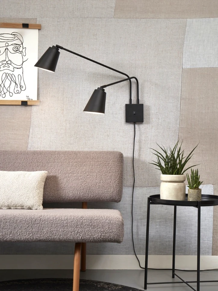 Wandlamp Bremen - Zwart - 130x49cm - 2L by it's about RoMi