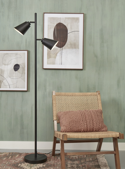 Vloerlamp ijzer Bremen 2-kap zwart - depauwwonen