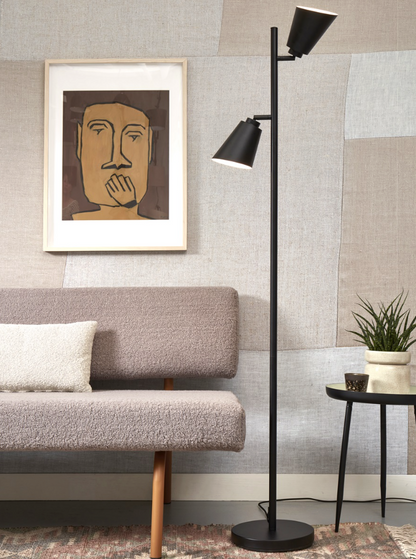 Vloerlamp ijzer Bremen 2-kap zwart - depauwwonen