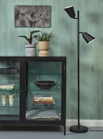 Vloerlamp ijzer Bremen 2-kap zwart by it's about RoMi