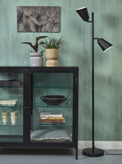 Vloerlamp ijzer Bremen 2-kap zwart - depauwwonen