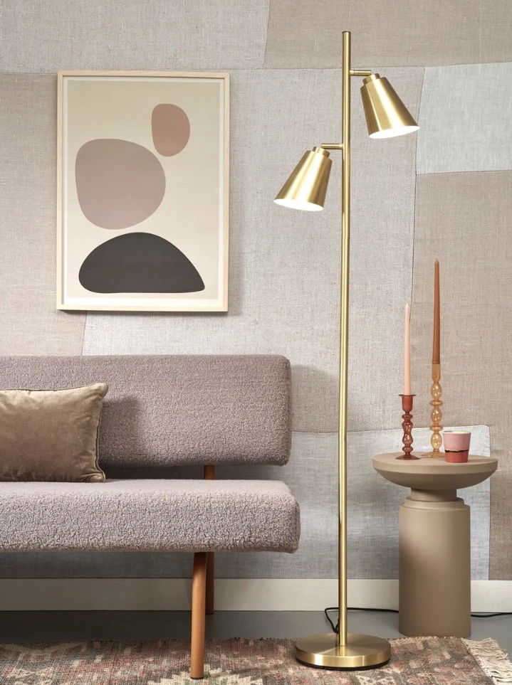 Vloerlamp ijzer Bremen 2-kap goud by it's about RoMi