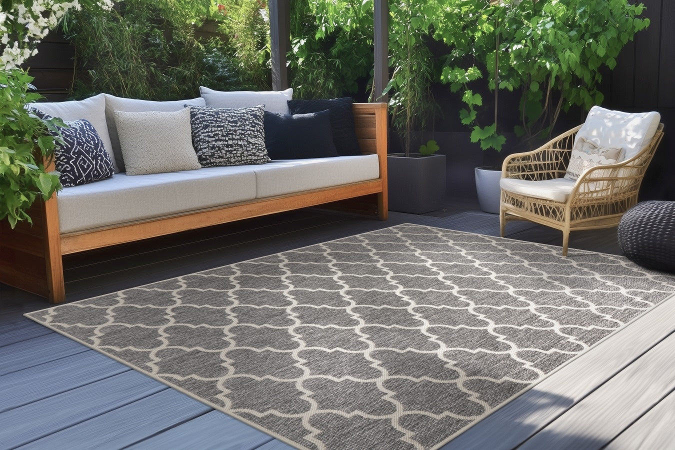 Binnen/buiten Vloerkleed Casa 604 Zilver - 3 maten - depauwwonen