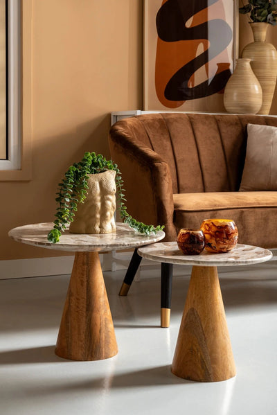 Bijzettafel Force Wide - Bruin - Ø50cm by Leitmotiv