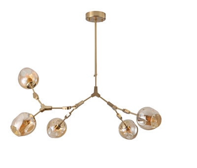 Hanglamp Graham 5L Bronze Frame - 3 glas keuzes - ledlampen inclusief by LightDesign