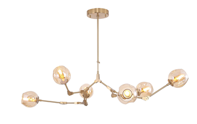 Hanglamp Graham 6L Messing Frame - 3 glas keuzes - ledlampen inclusief by LightDesign