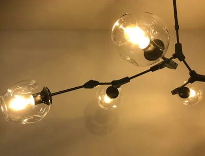 Hanglamp Graham 6L Zwart Frame - 3 glas keuzes - ledlampen inclusief by LightDesign