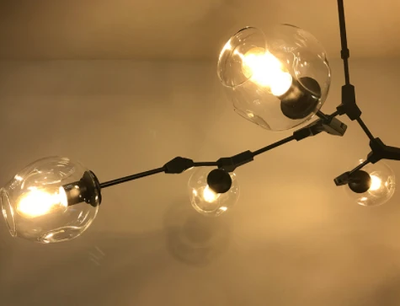 Hanglamp Graham 8L Zwart Frame - 3 glas keuzes - ledlampen inclusief by LightDesign