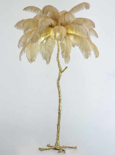 Vloerlamp Ostrich Feather Copper - Camel - ledlampen inclusief by LightDesign