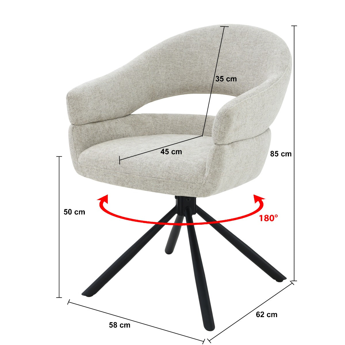Draai-eetkamerstoel Linn Toffee - depauwwonen