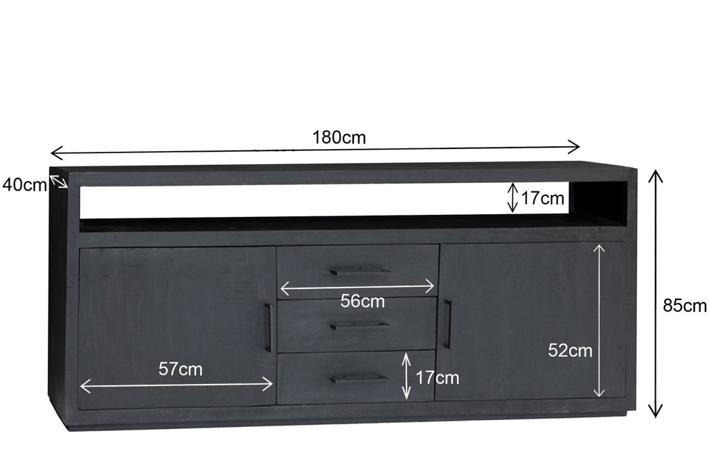 Dressoir Jaxx Zwart 180cm - depauwwonen