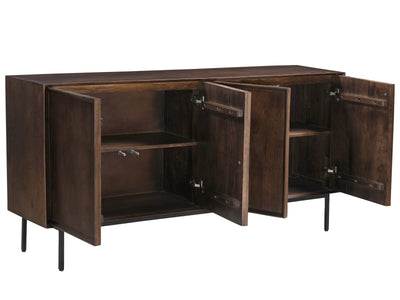 Bruin dressoir Ravenstein van Livingfurn met 180cm breedte, houten opbergmeubel met lade en kastdeuren.