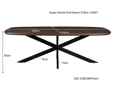 Eettafel Jesper Deens Ovaal Bruin 210cm by Livingfurn