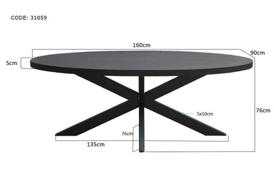 Eettafel Kala Ovaal Spin 160cm by Livingfurn