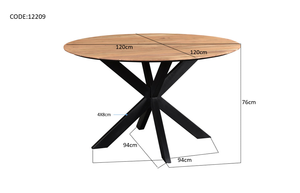 Eettafel Oslo Rond Acacia 120 cm - depauwwonen