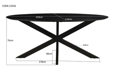 Eettafel Oslo Zwart Ovaal 210 cm by Livingfurn