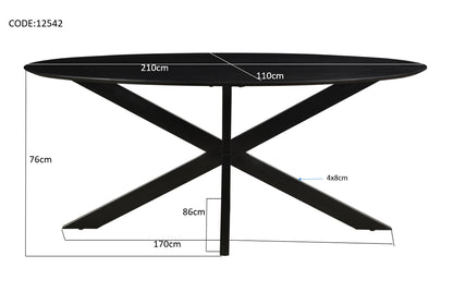 Eettafel Oslo Zwart Ovaal 210 cm - depauwwonen
