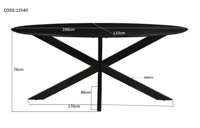 Eettafel Oslo Zwart Ovaal 240 cm by Livingfurn