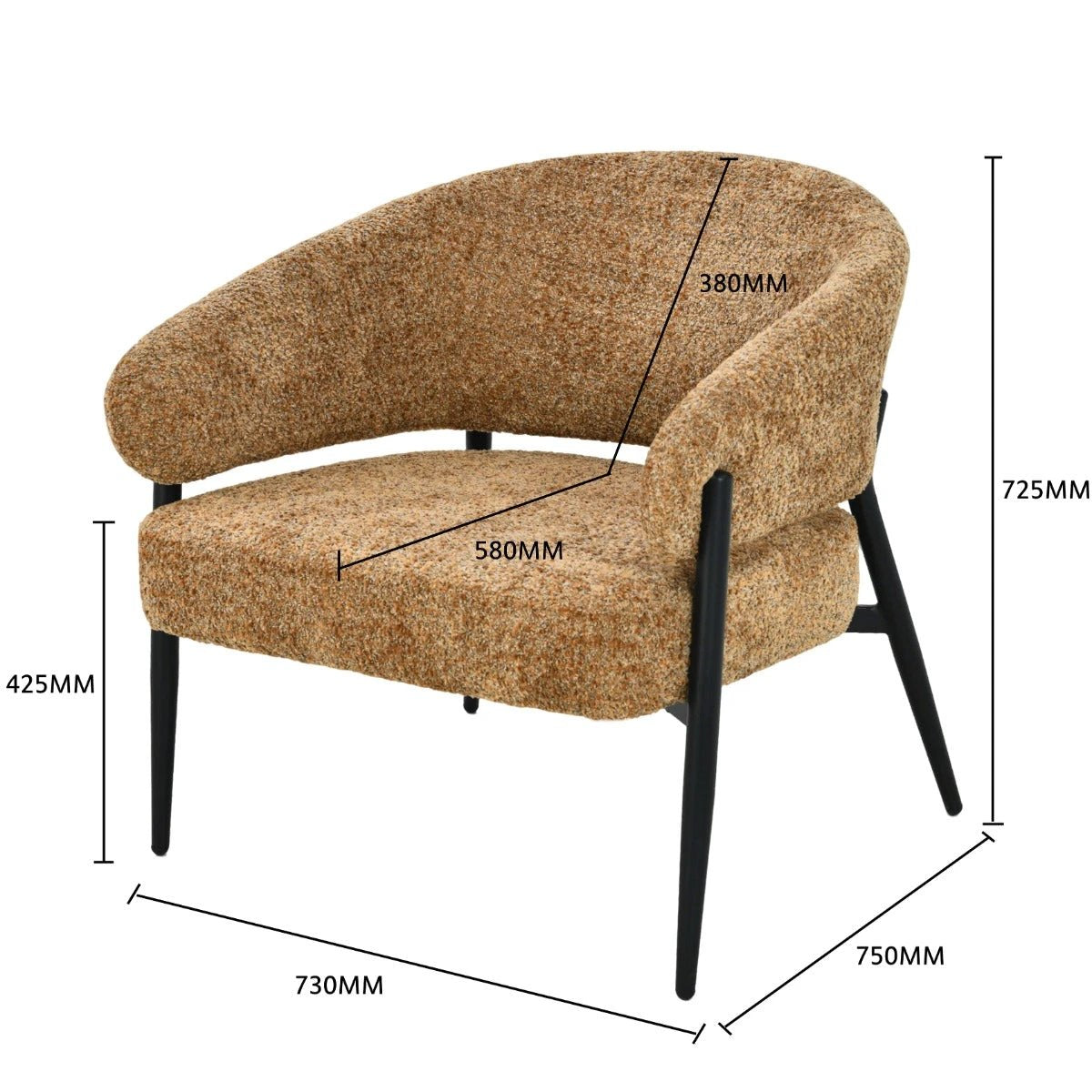 Fauteuil Dilan Venga Cognac by Livingfurn