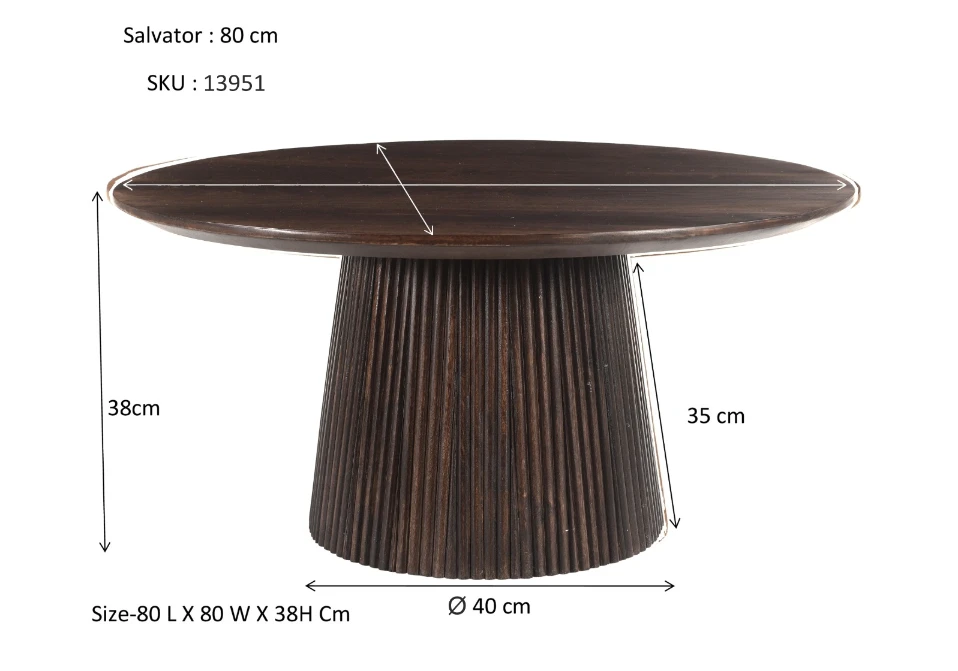 Eettafel Salvator Walnut 80cm by Livingfurn