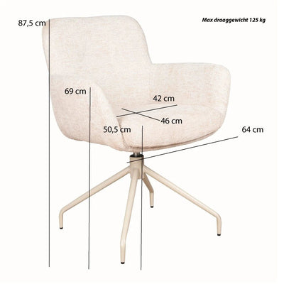 Eetkamerstoel Helsinki Draai | Be Fine Cream by Moods Collection