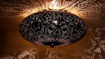 Plafondlamp Ameera Zwart/Goud in 3 maten by Orientaals