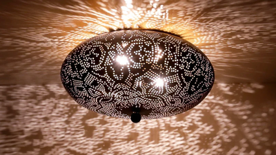 Plafondlamp Ameera Zwart/Goud in 3 maten by Orientaals