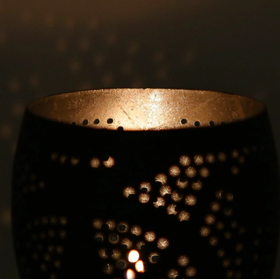 oosterse waxinehouder bol - filigrain stijl zwart-zilver by Orientaals