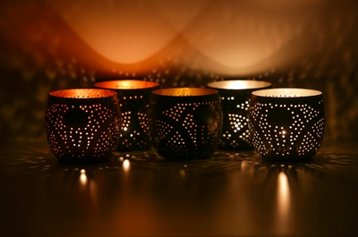 oosterse waxinehouder bol - filigrain stijl zwart-zilver by Orientaals