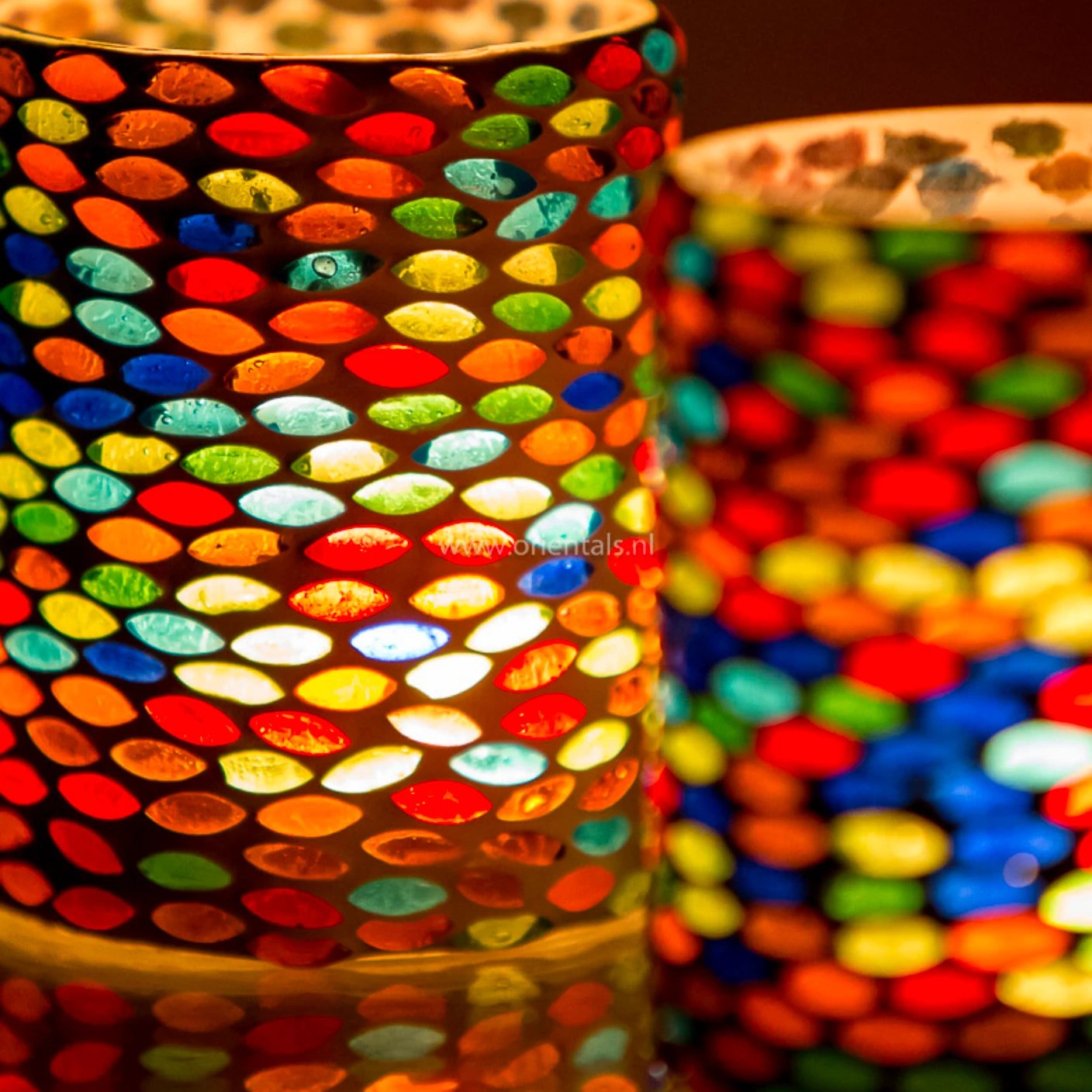 Waxinehouder mozaiek cilinder - Busra - multi colour by Orientaals